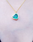 Green fire heart emerald necklace