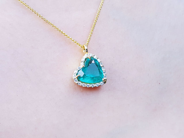 Mother’s day emerald heart necklace