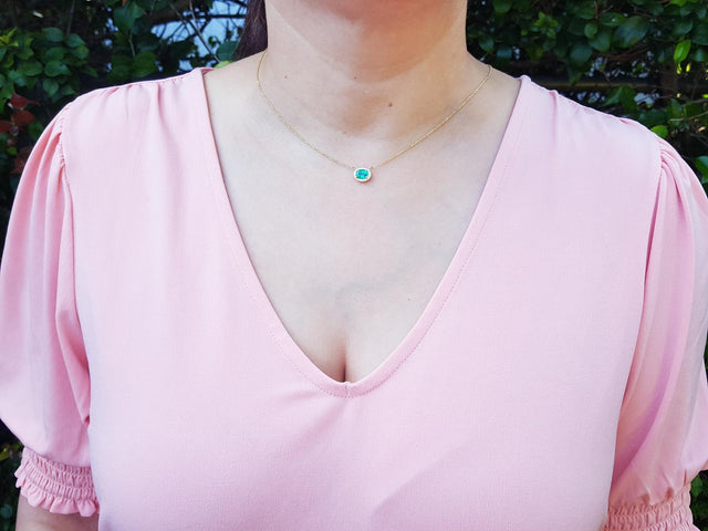 Mother’s day necklace with natural emeralds
