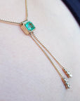 Emerald cut emerald necklace