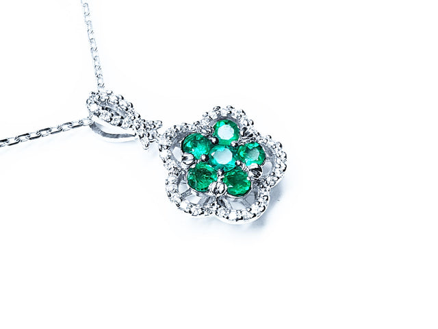 Genuine emerald cluster necklace