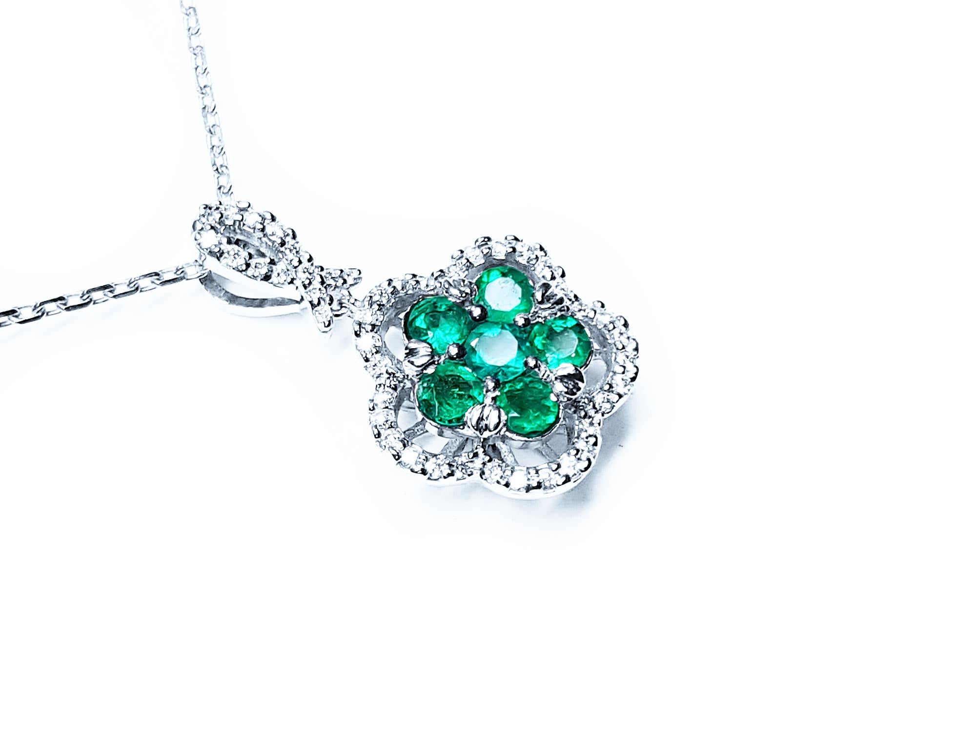 Emerald cluster necklace