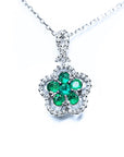 Round cluster emerald necklace