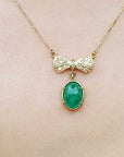 Real Colombian emerald bow tie necklace