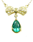 Real Colombian emerald bow tie necklace