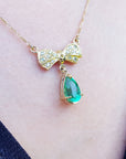 Genuine bow tie emerald necklace for sale