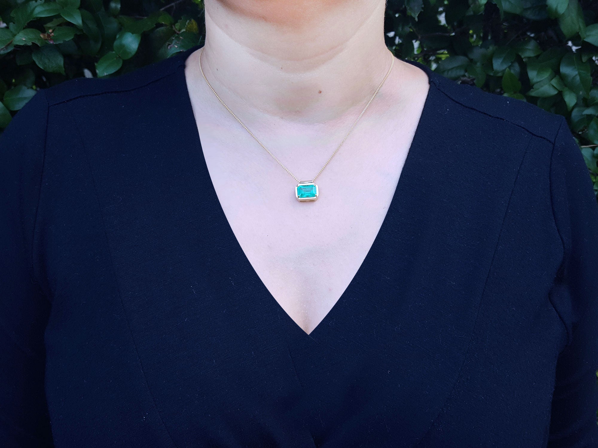 Real Colombian Emerald solitaire necklaces