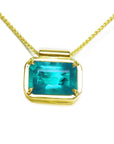 Green emerald solitaire necklace