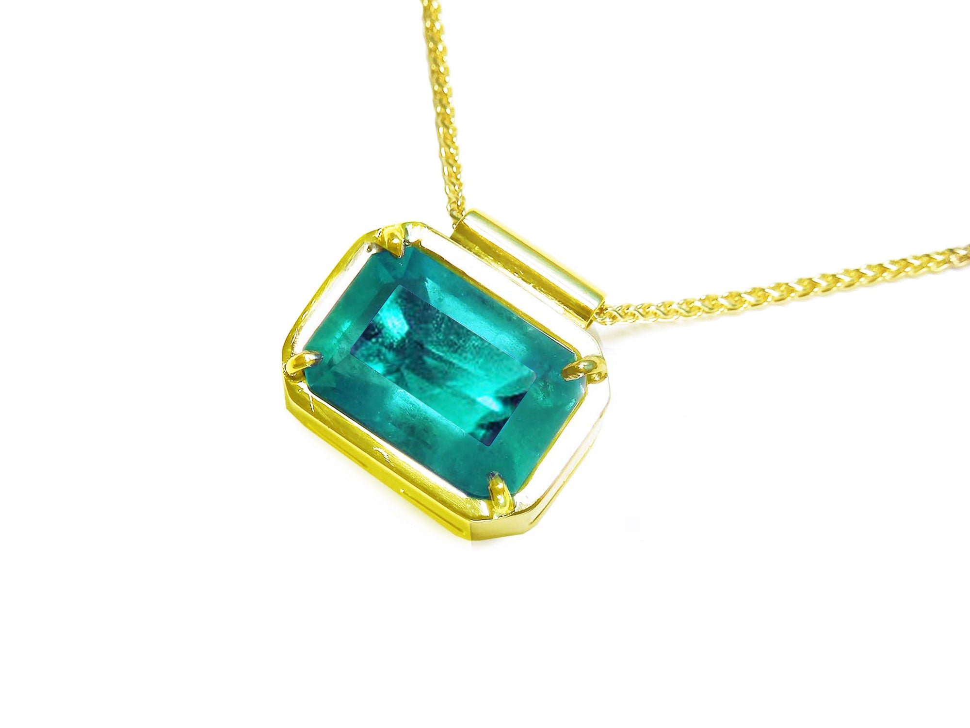 Slider Emerald solitaire necklaces for women