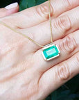 USA made natural emerald solitaire necklace