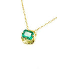 Emerald-cut emerald tulip necklace