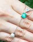 Natural emeralds and pearl necklace