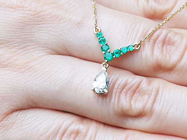 Emerald diamond jewelry hand made in USA
