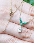 Real emerald necklace with diamond