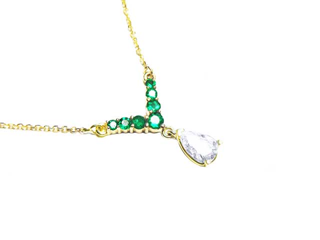 Genuine emerald diamond necklace for sale