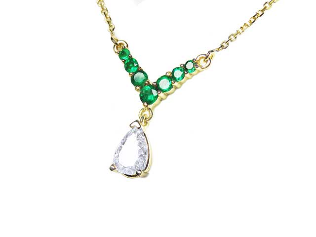 Bluish green emerald diamond necklace for sale