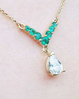 Green fire emerald diamond necklace