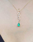 Pear cut genuine emerald necklace