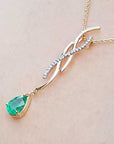 Solid yellow gold emerald necklace