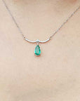 Solid white gold emerald necklace