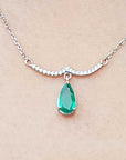 Emerald and diamond gold necklace