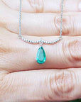 Emerald stone necklace white gold