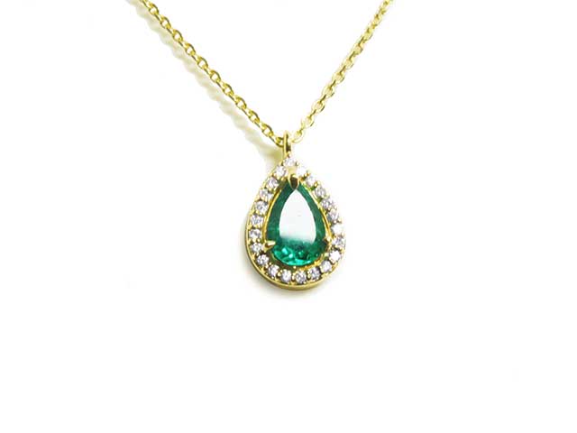 Pear shaped Colombian emerald necklace