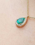 Solid 14k gold emerald necklace