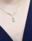 Hand made 14k gold emerald necklace