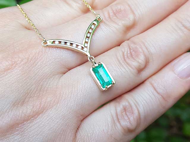 Emerald necklace made in USA