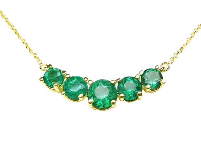 Round cut Colombian emerald necklace