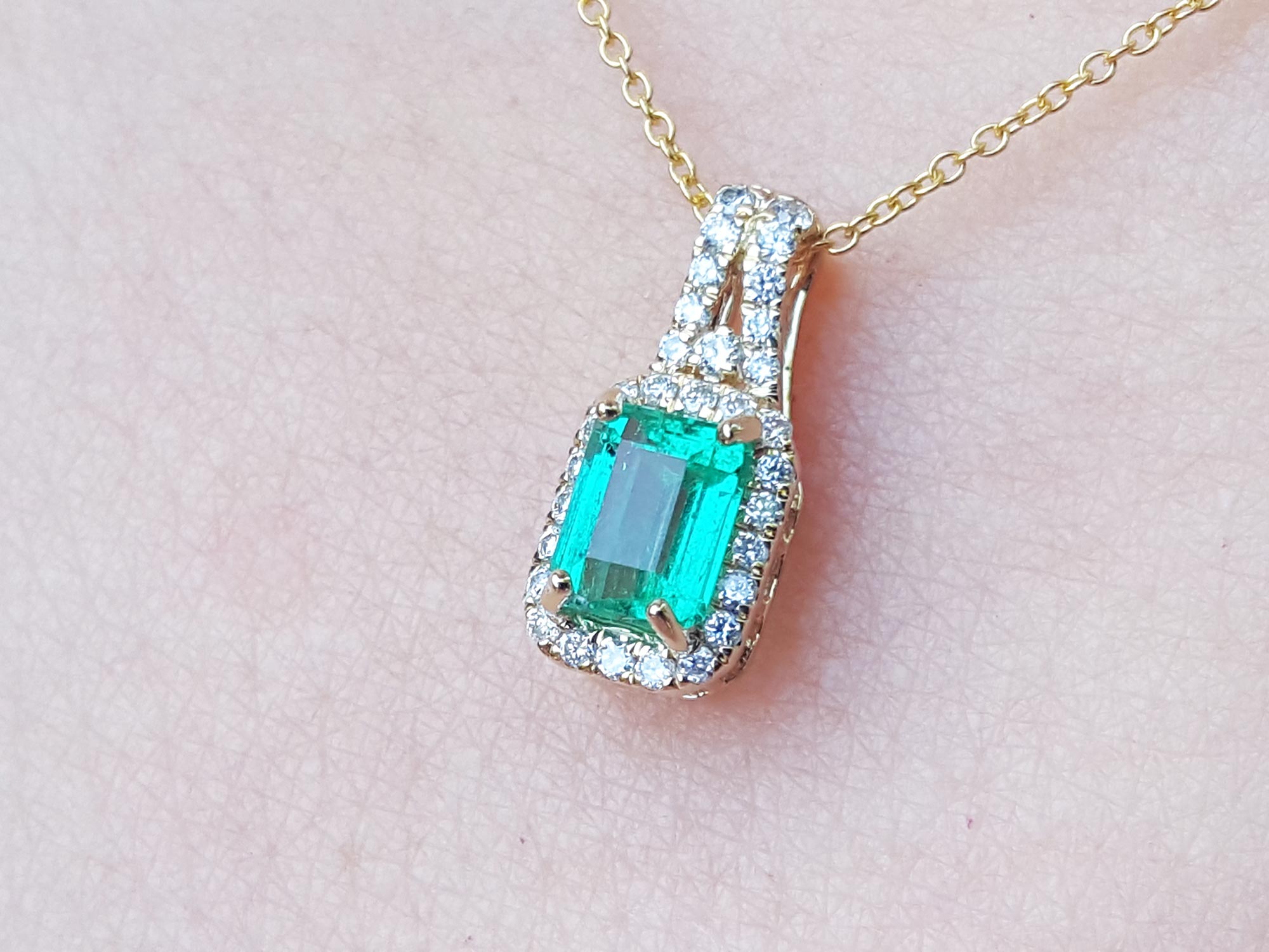 Genuine emerald slider necklace