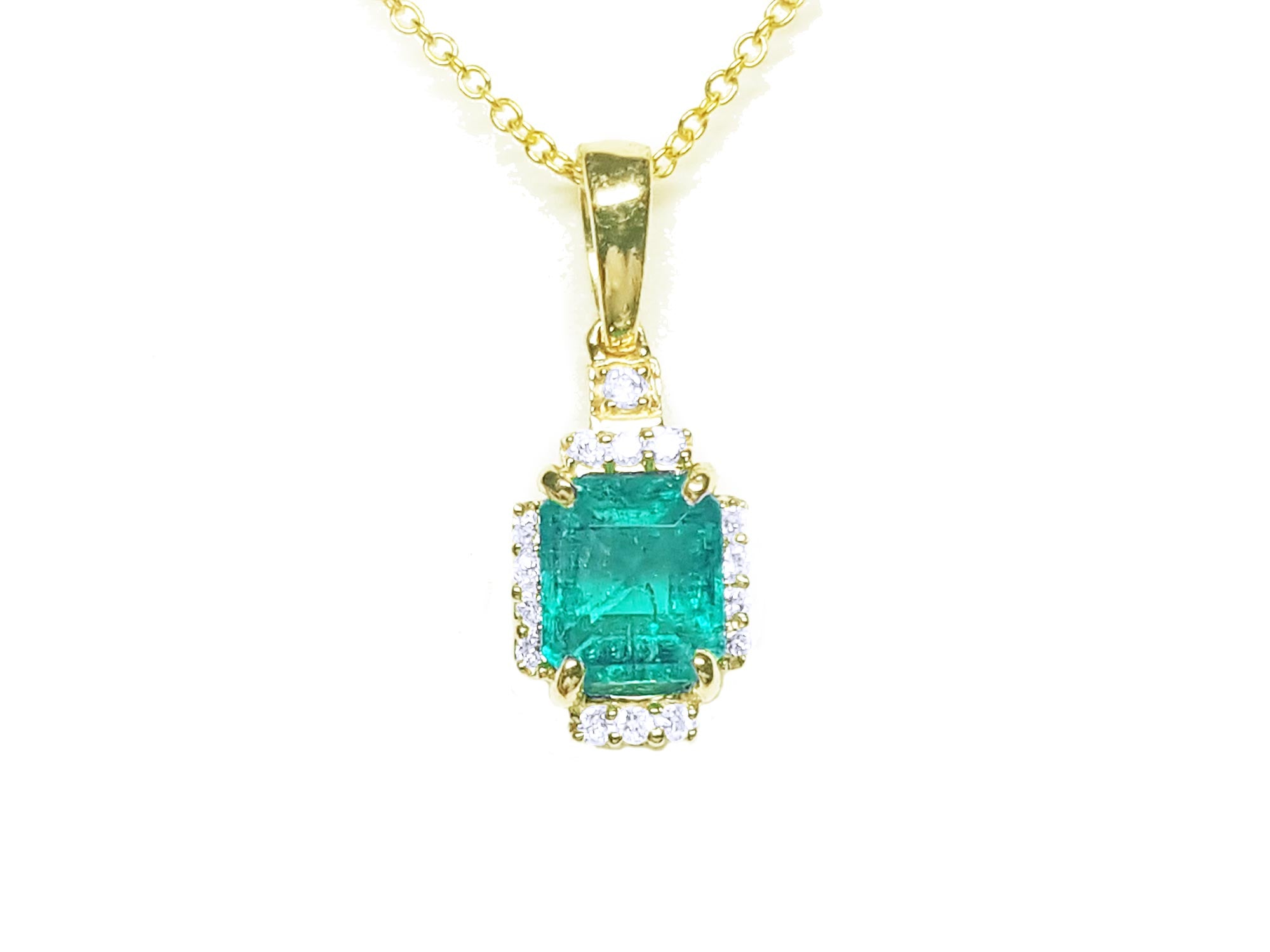 Pendant slider emerald necklace