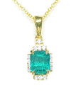 Pendant slider emerald necklace