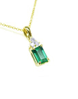 Yellow gold emerald necklace