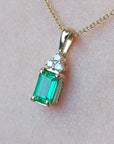 High Quality 0.37 ct. Emerald Necklace Slider Pendant 14K Yellow Gold