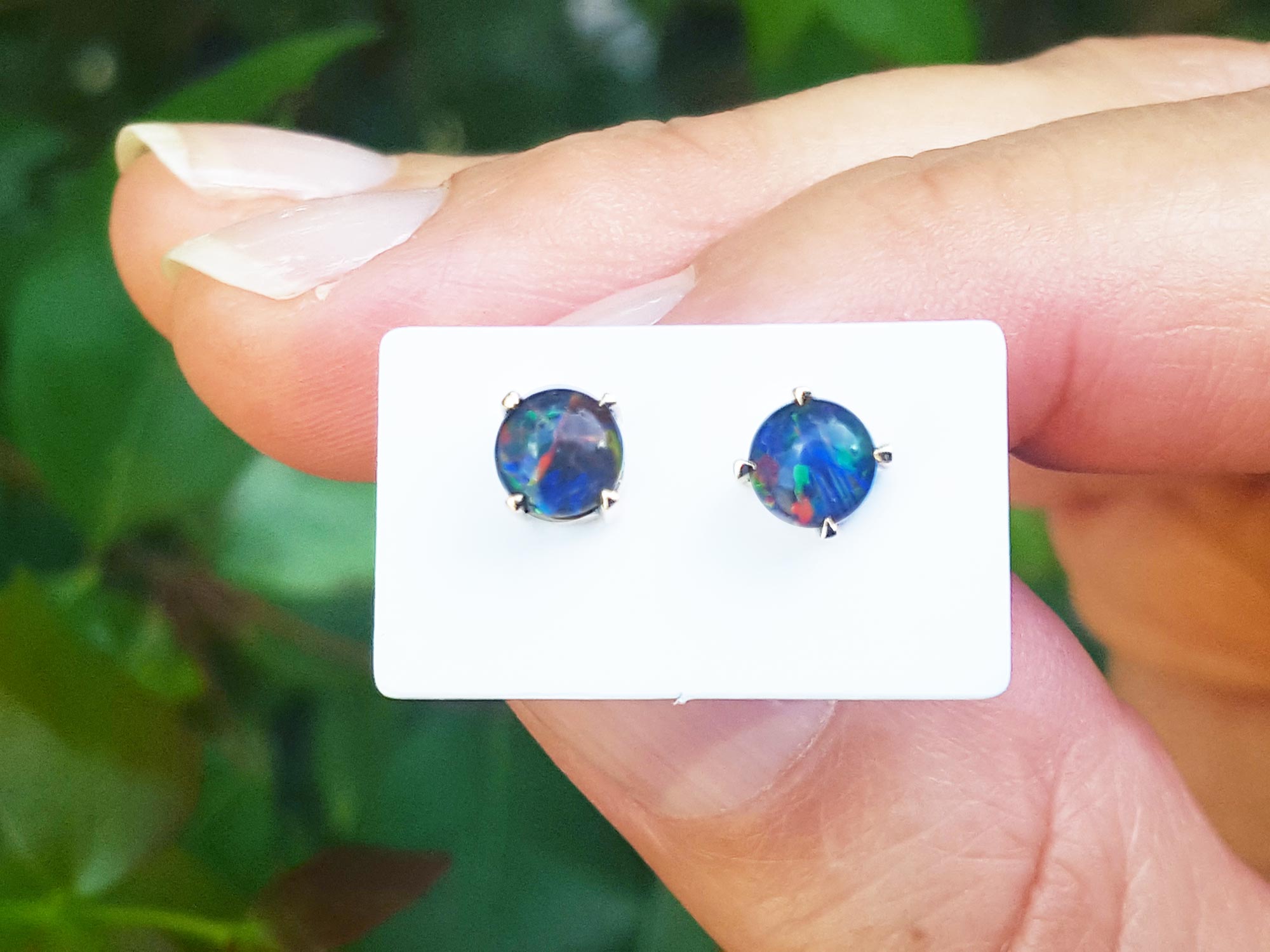 Opal stud earrings