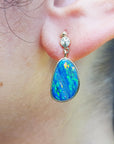 Yellow gold opal earrings