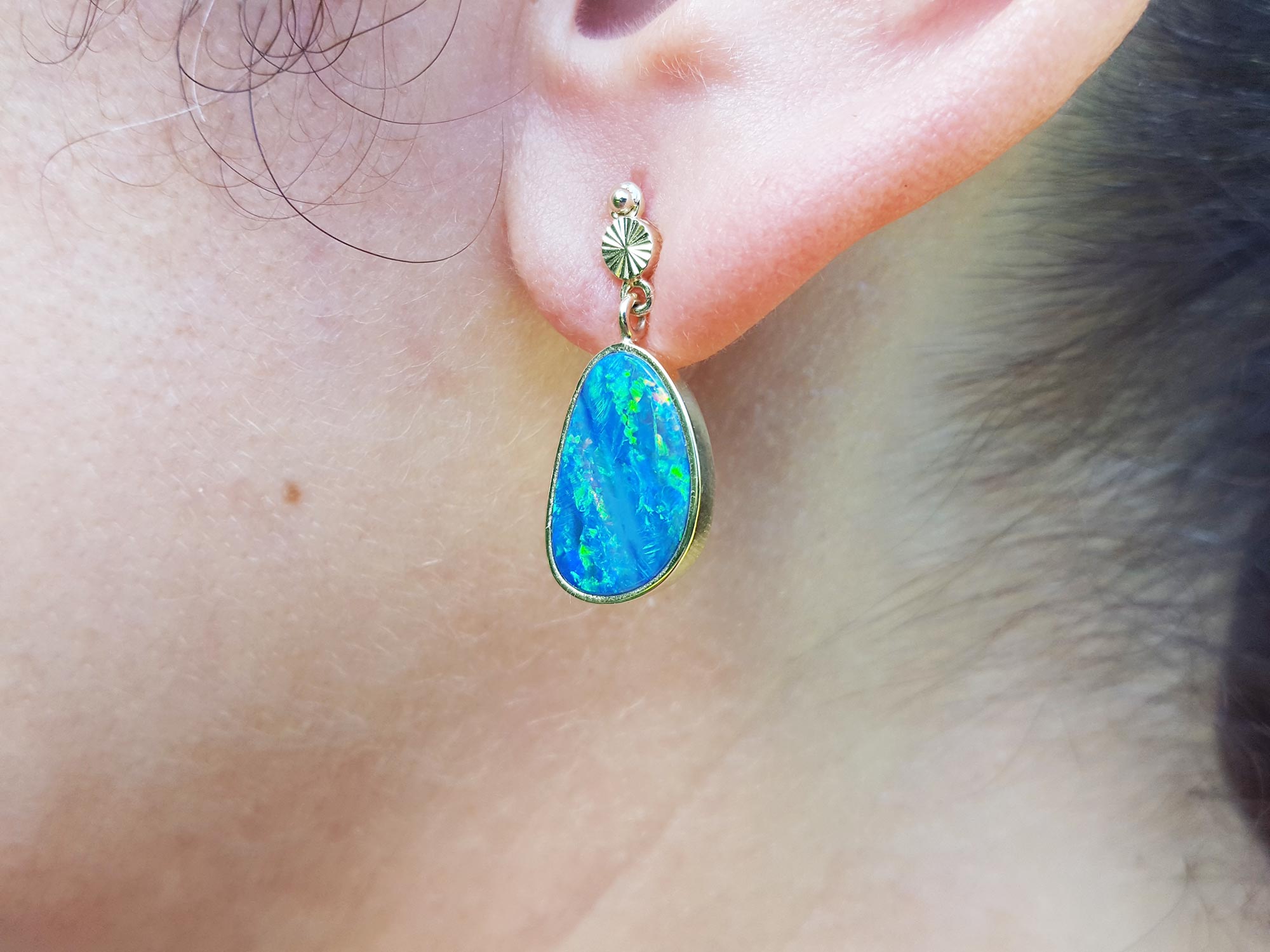 Dangling opal earrings