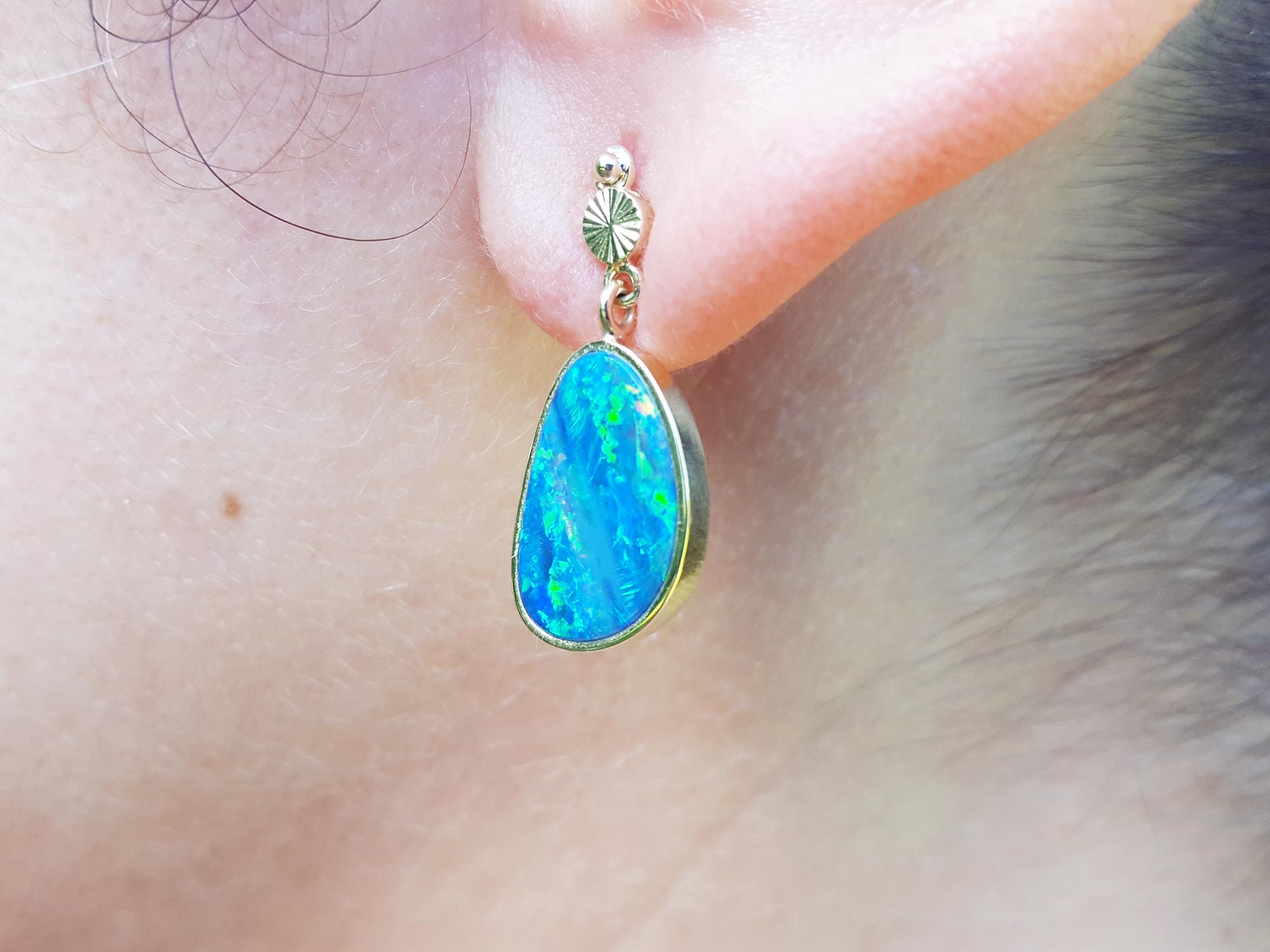 14k gold opal earrings