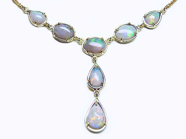 Solid gold opal necklace