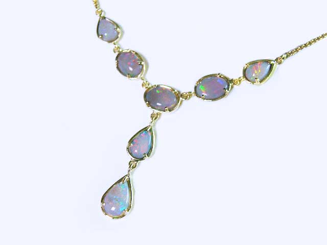 14k yellow gold opal necklace