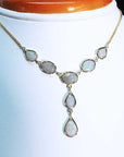 Oval cut australian opal necklace