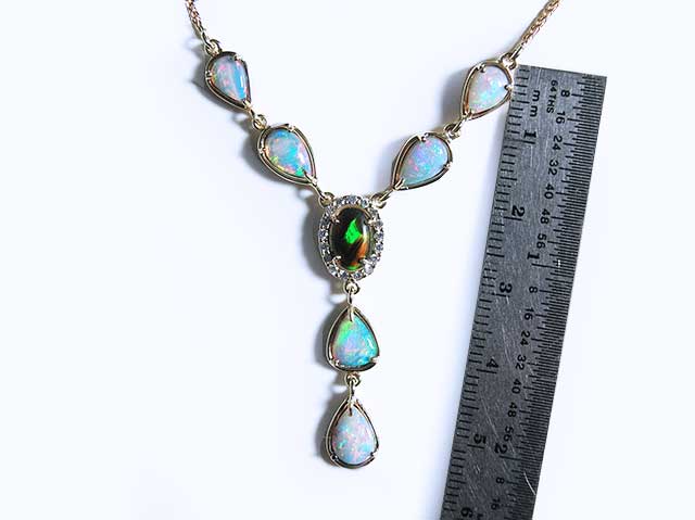 Solid gold opal necklace