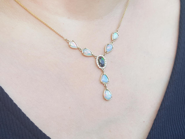 australian opal and solid gold necklace