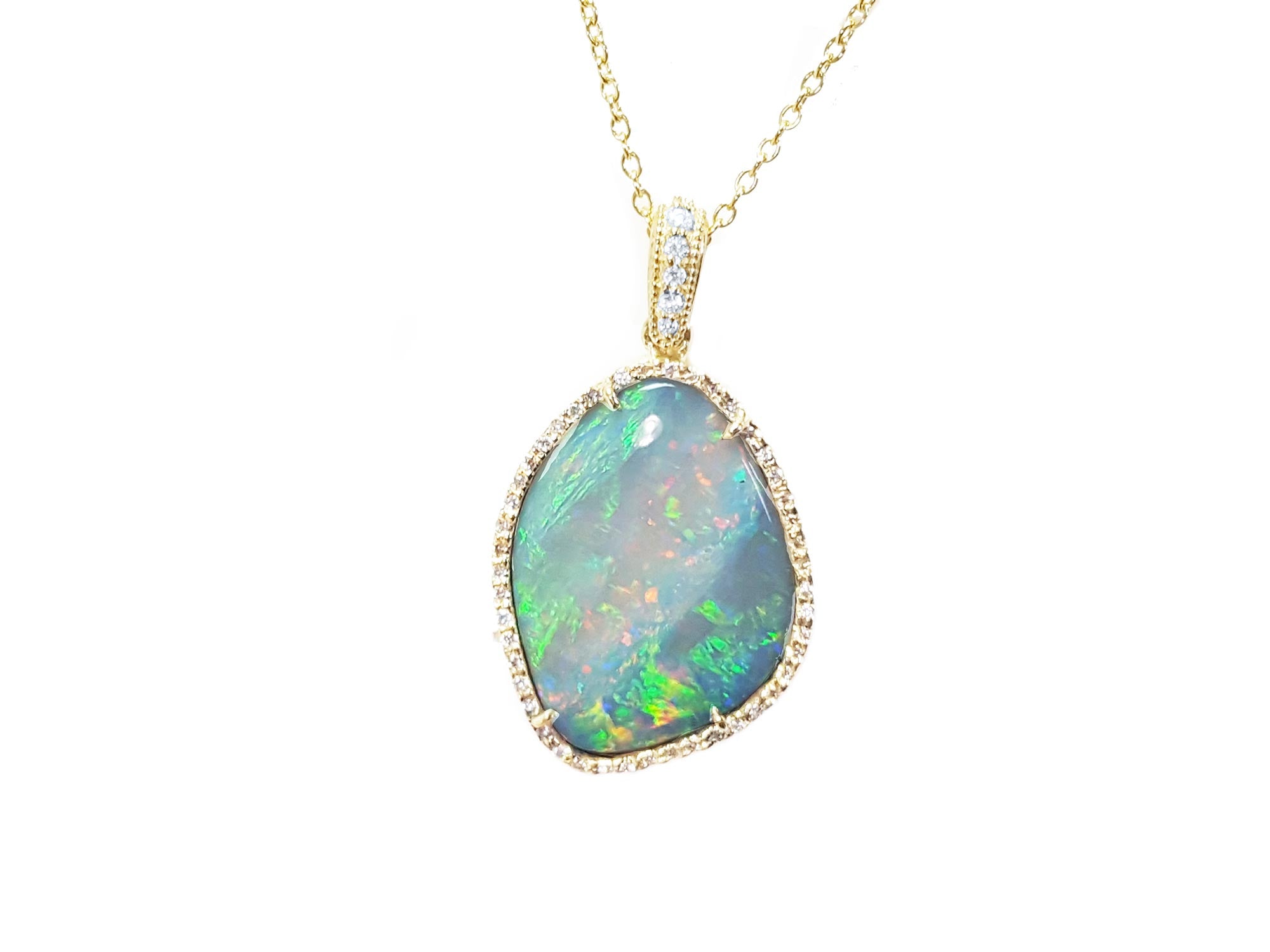 Solid opal pendant necklace