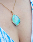 Genuine opal pendant necklace