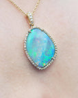 Opal and diamond pendant necklace