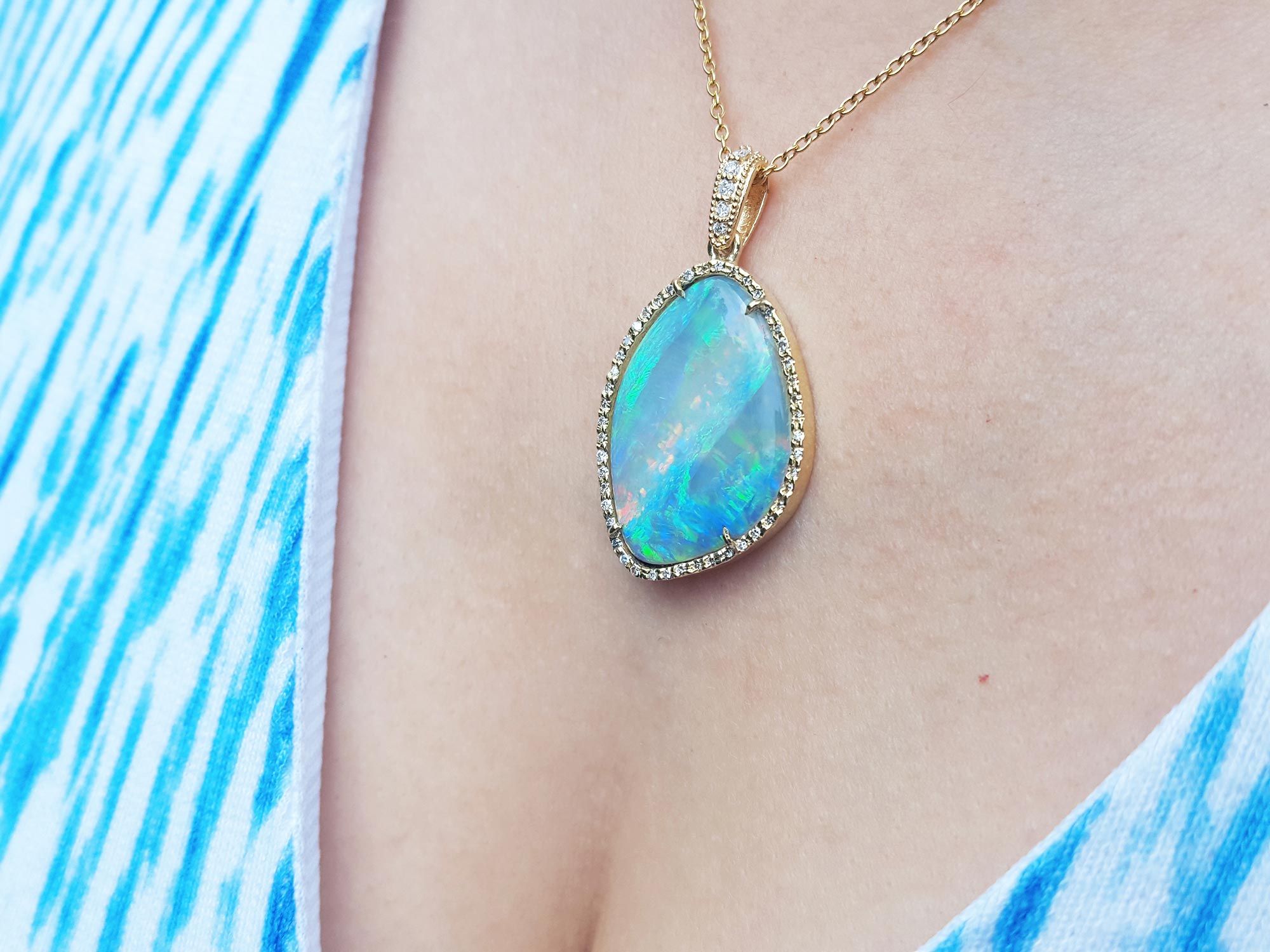 Australian Boulder Opal Pendant Necklace – En Diva Artisan Jewelry
