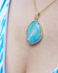Precious opal pendant necklace